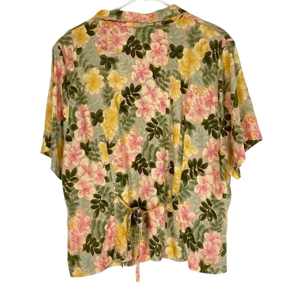 Vintage 90s Farmhouse Floral Button Down Shirt Blouse Womens Plus Size 1X Pink - Picture 2 of 11
